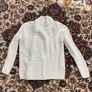 Elegant White Ribbed Sweater